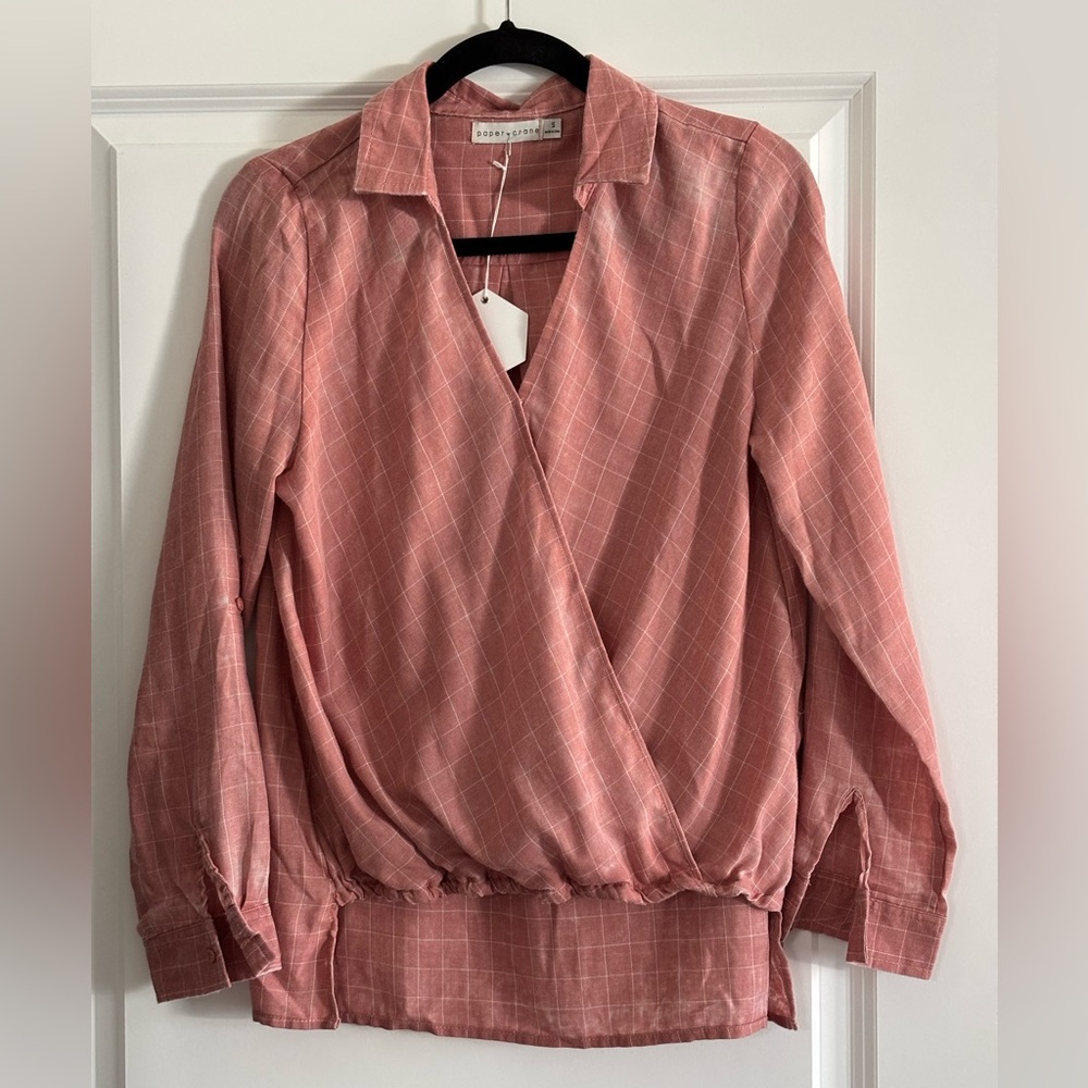Paper Crane Surplice Wrap Blouse Dusty Pink